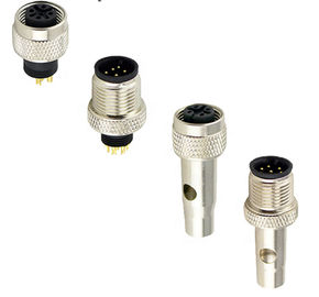 Automotive M12 Female Connector , Silver Color M12 Waterproof Connector