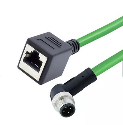 M12 Wire 8 Pin Cable Connector M12 8 Pin X Code To Male RJ45 Overmoulded