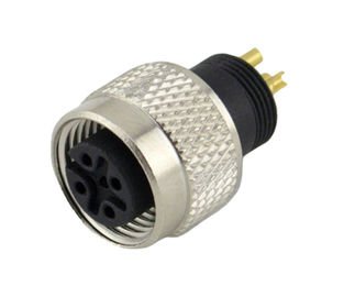 M12 circulr PCB flange 4 hole Panel mount Coxial cable IP67 waterproof connector