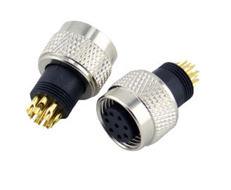 M12 circulr PCB flange 4 hole Panel mount Coxial cable IP67 waterproof connector