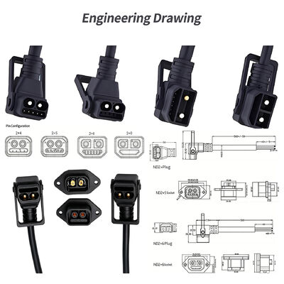 ND2+5 / ND2+6 EV Battery Charging Connector IP67 Waterproof 50A Power Plug