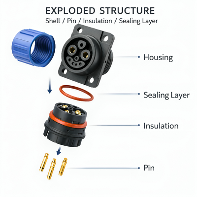 E-motorcycle Solution M23 Series 30A Heavy Duty Waterproof Circular Connector For High Power Equipment