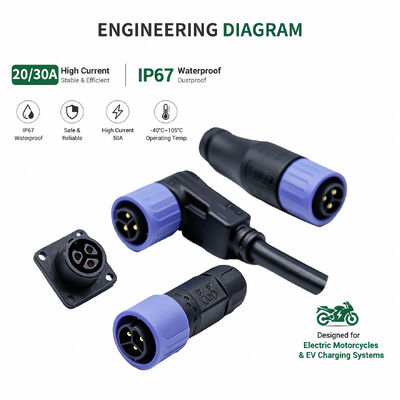 IP67 Waterproof Electric Motorcycle Charging Connector 50A EV Plug