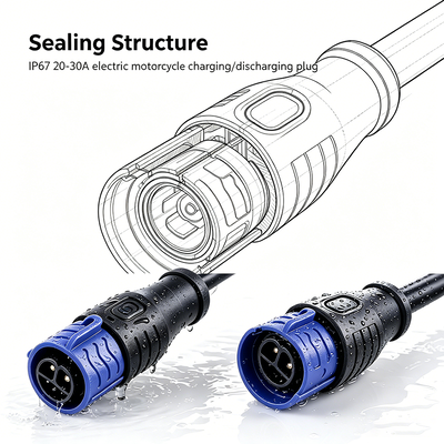 IP67 Waterproof Electric Motorcycle Charging Connector 50A EV Plug