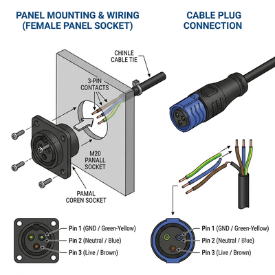 IP67 Waterproof Electric Motorcycle Charging Connector 50A EV Plug