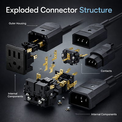 IEC 60320 AC Power Socket 10A 1500V Panel Mount for UPS Systems
