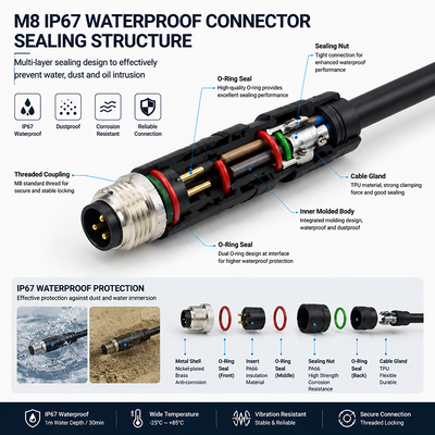 M8 Circular 2-5PIN Male & Female IP67 Waterproof A-Coded Sensor Connector