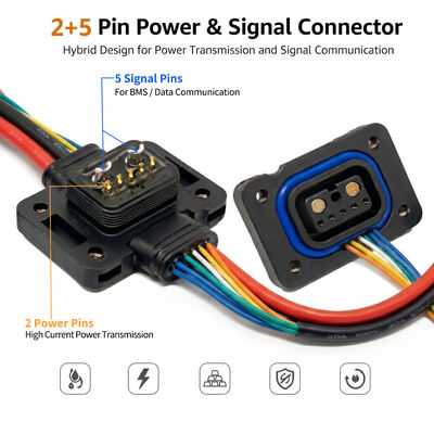 Connecteur de batterie imperméable à l'eau 2+5 broches IP67 pour vélo électrique et système BMS